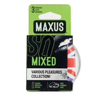 Презервативы набор MAXUS AIR Mixed классические, ультратонкие и точечно-ребристые 3 шт